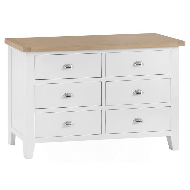 Lighthouse Large Chest of Drawers Oak White 6 Drawers